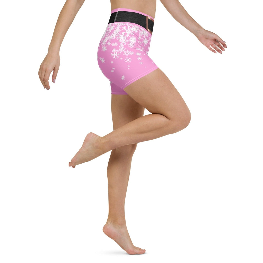 Baby Pink Santa Yoga Shorts