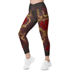 Baroque Heart Bloom Crossover Leggings With Pockets