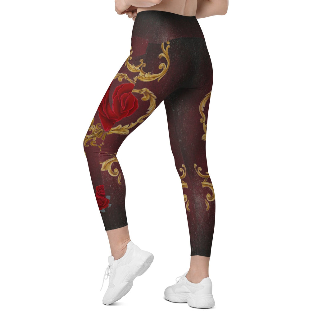 Baroque Heart Bloom Crossover Leggings With Pockets