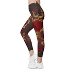 Baroque Heart Bloom Crossover Leggings With Pockets