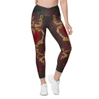 Baroque Heart Bloom Crossover Leggings With Pockets