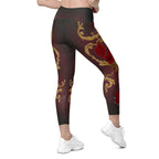 Baroque Heart Bloom Crossover Leggings With Pockets