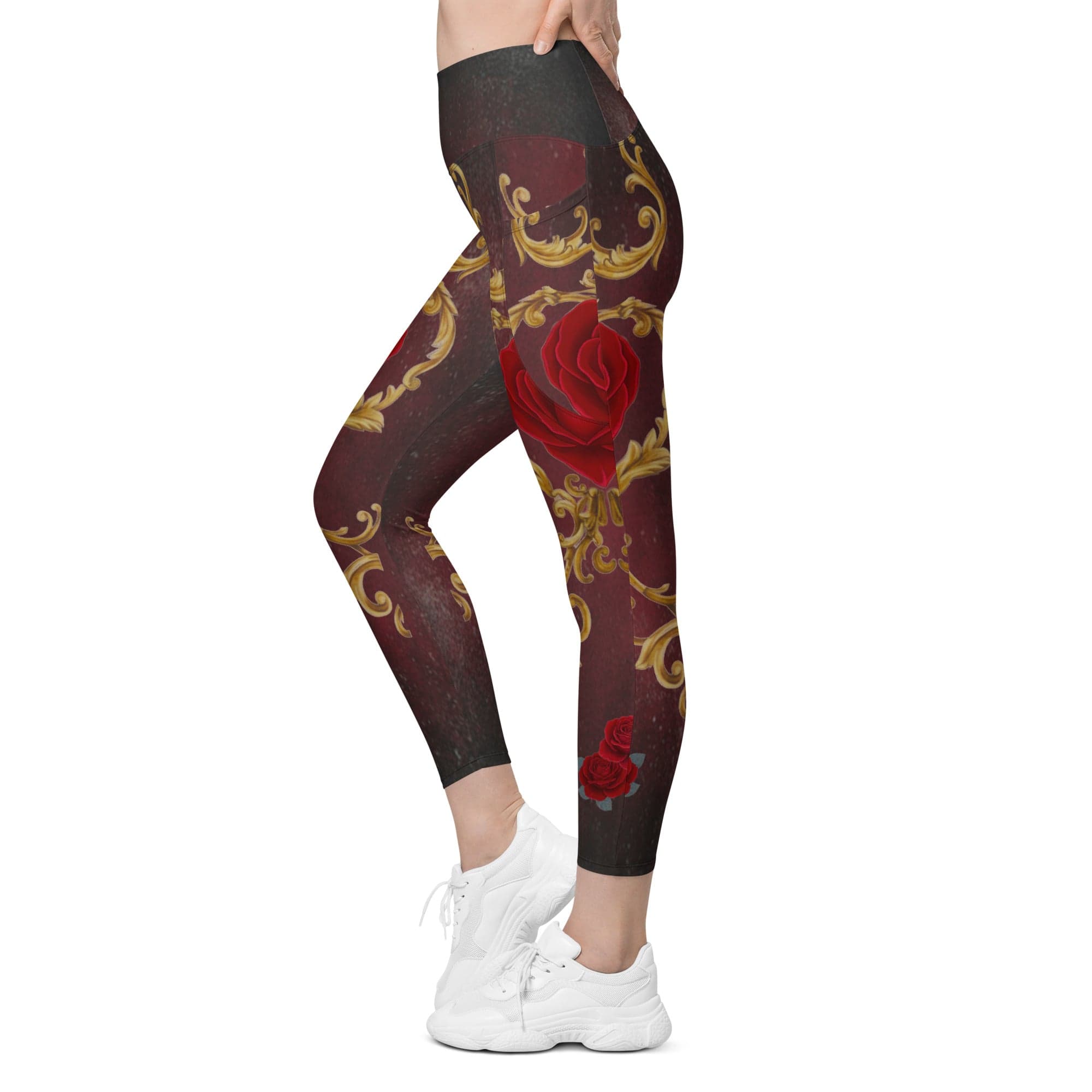 Baroque Heart Bloom Leggings With Pockets