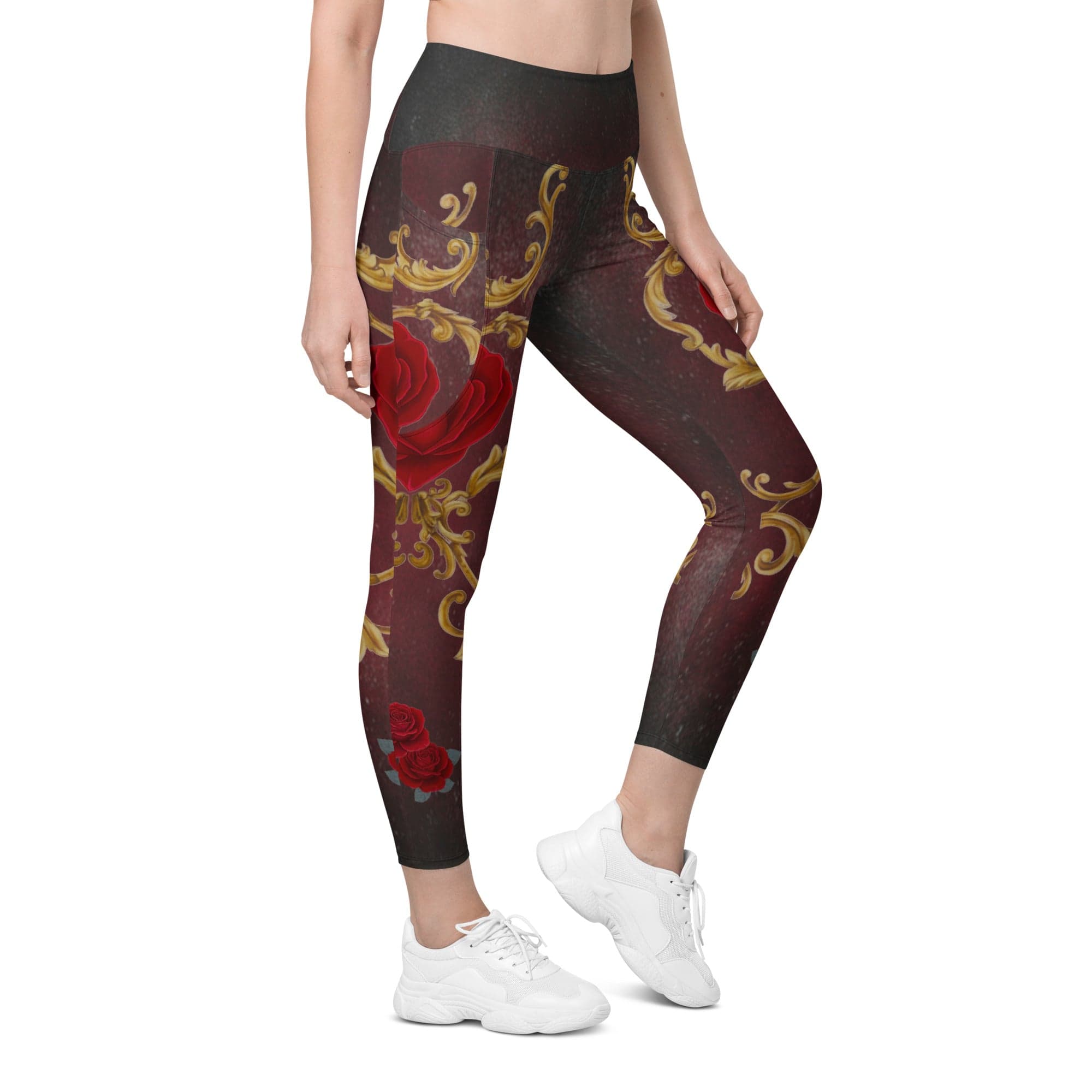 Baroque Heart Bloom Leggings With Pockets