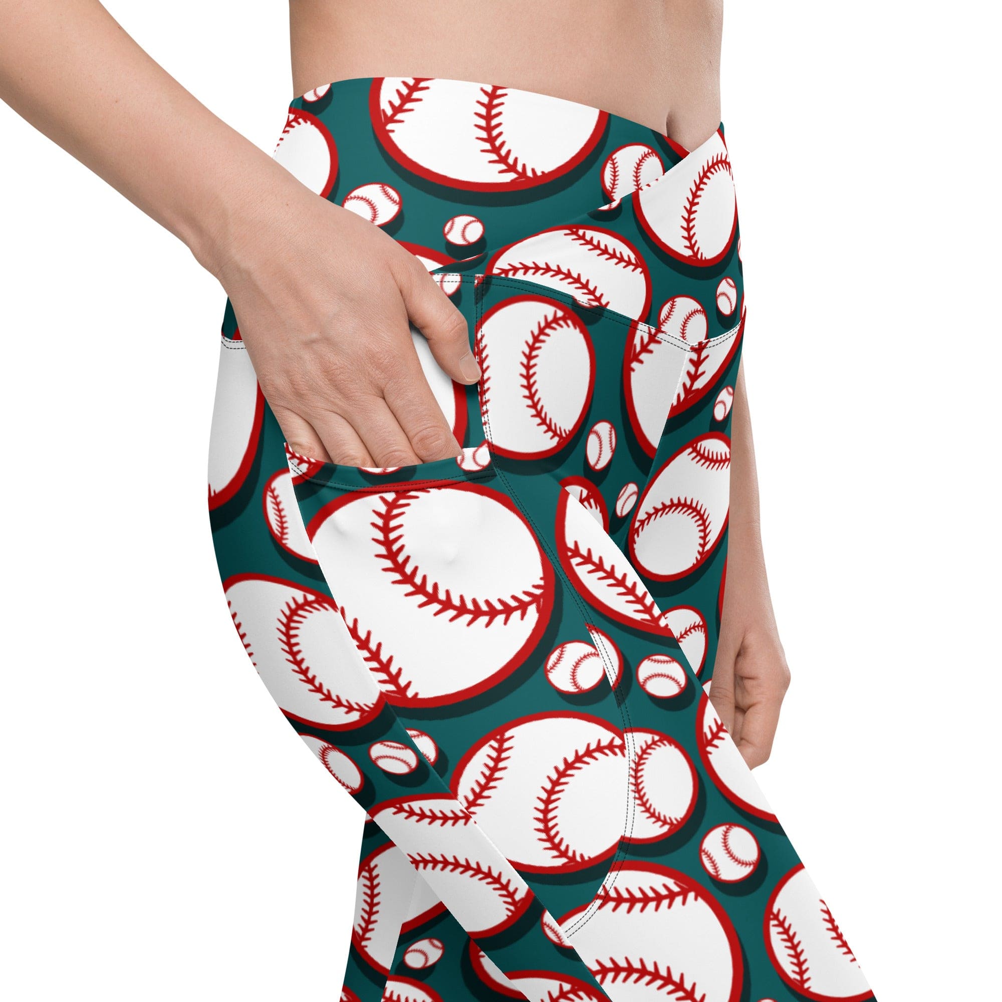 Baseball Crossover Leggings With Pockets