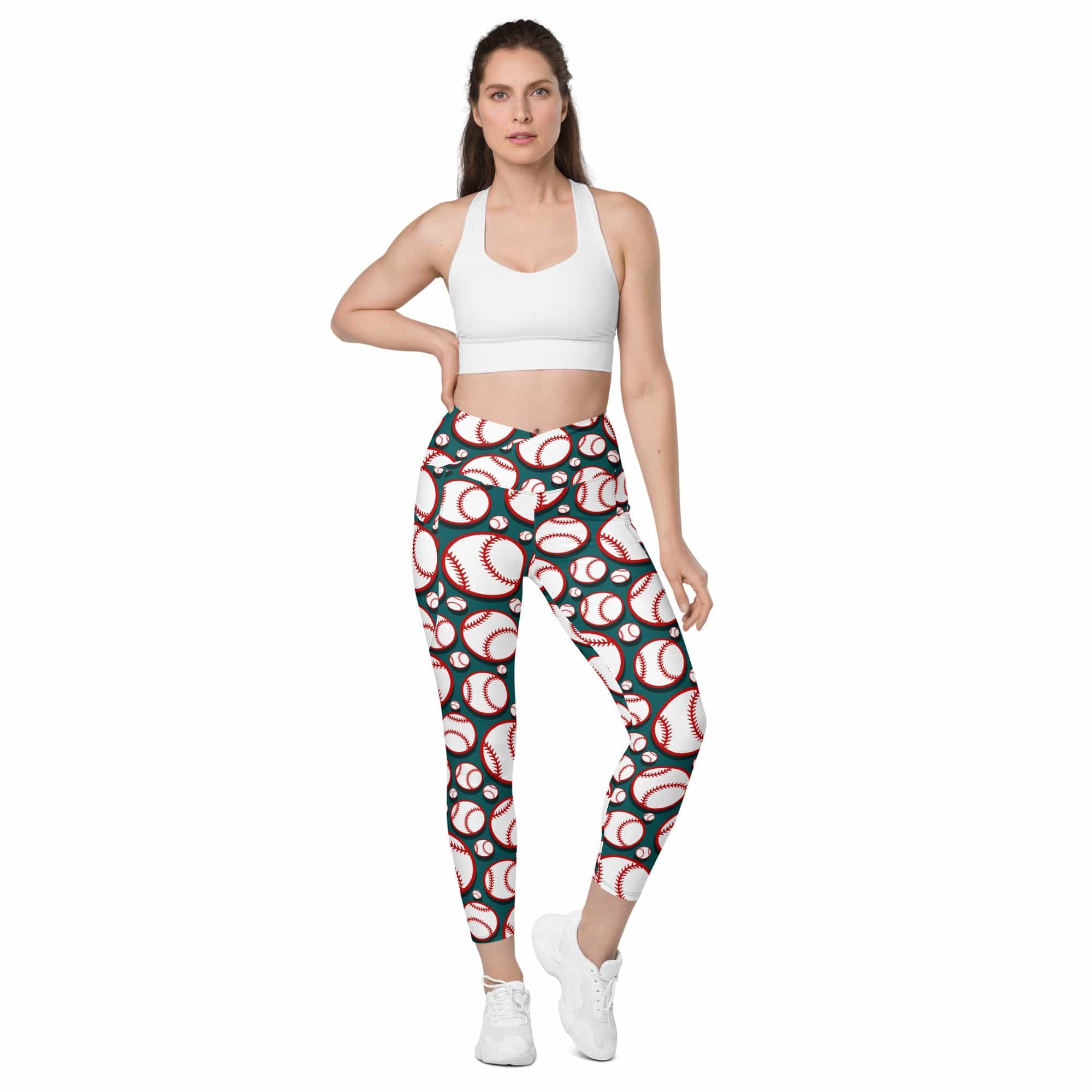 Baseball Crossover Leggings With Pockets