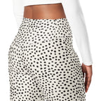 Beige Polka Dot Flare Leggings