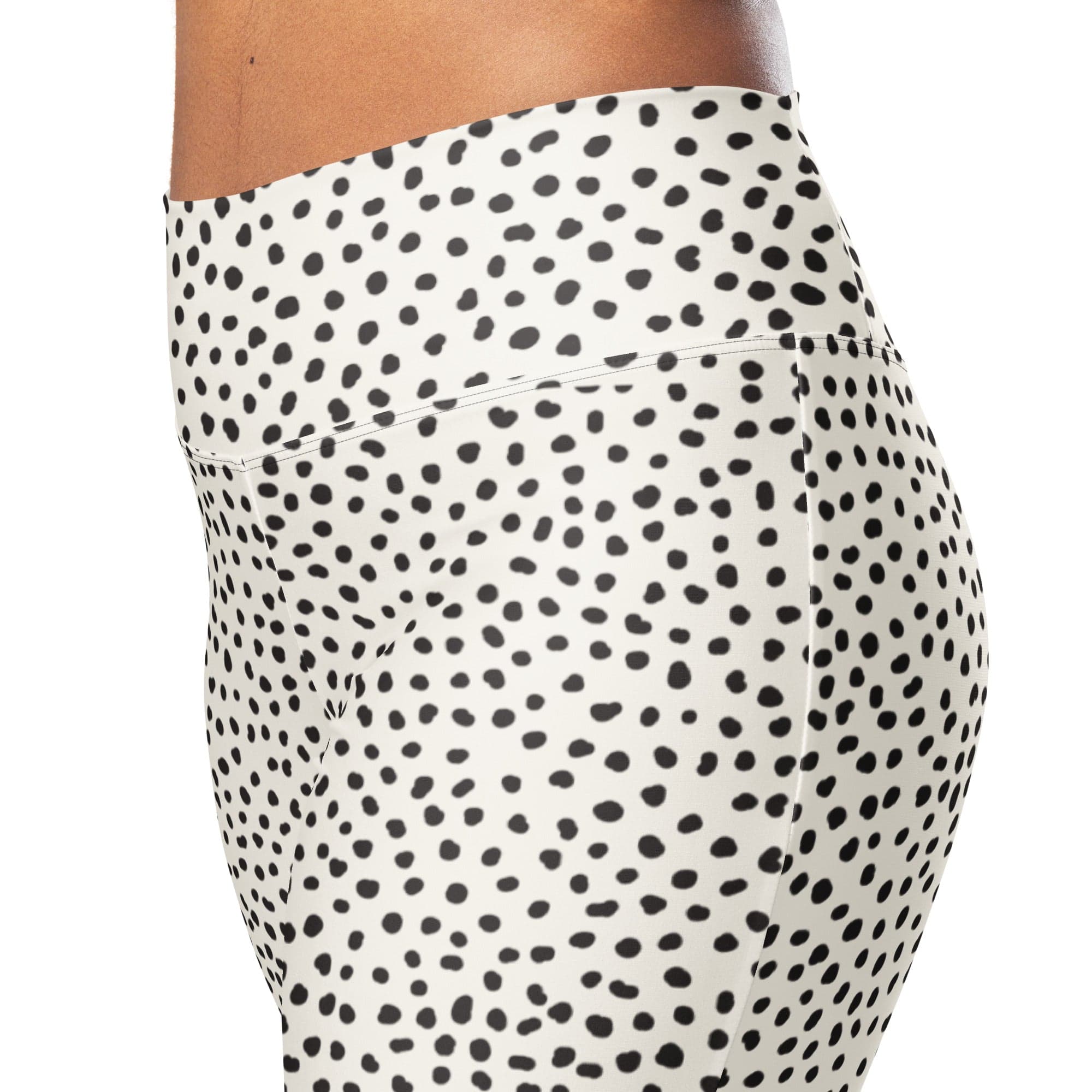 Beige Polka Dot Flare Leggings