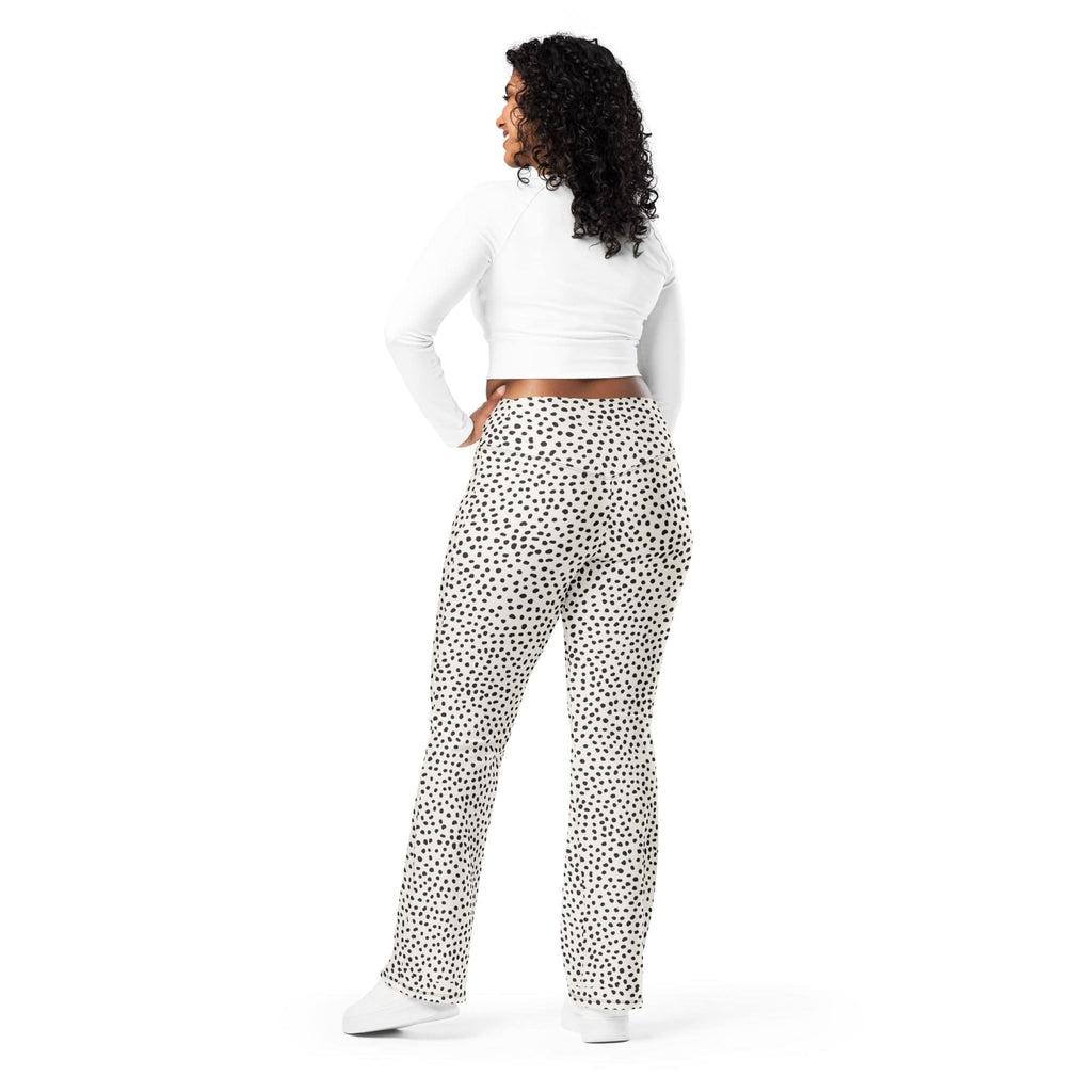 Beige Polka Dot Flare Leggings