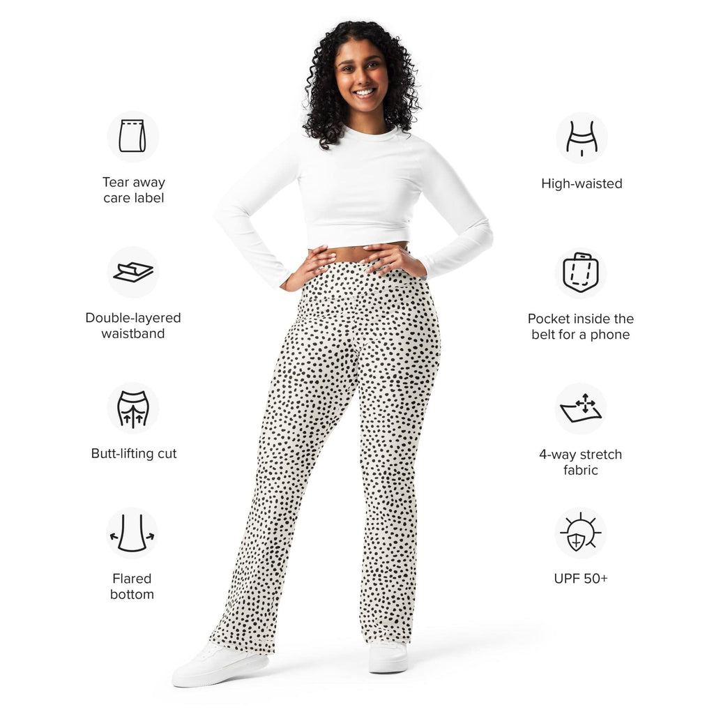Beige Polka Dot Flare Leggings