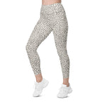 Beige Polka Dot Leggings With Pockets
