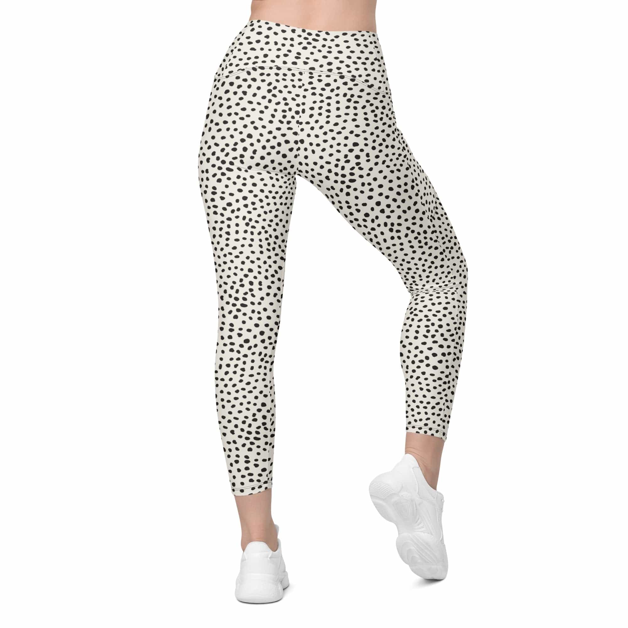 Beige Polka Dot Leggings With Pockets
