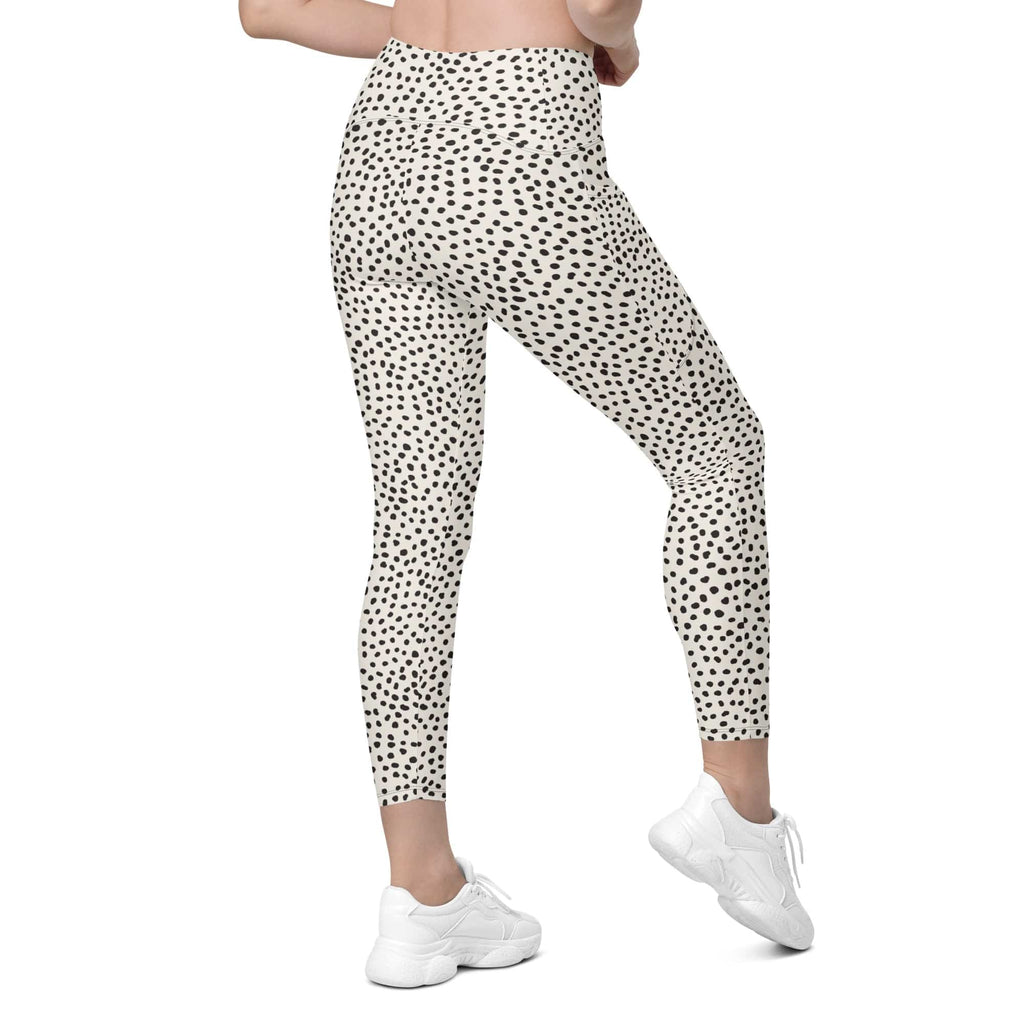 Beige Polka Dot Leggings With Pockets