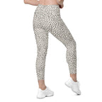 Beige Polka Dot Leggings With Pockets