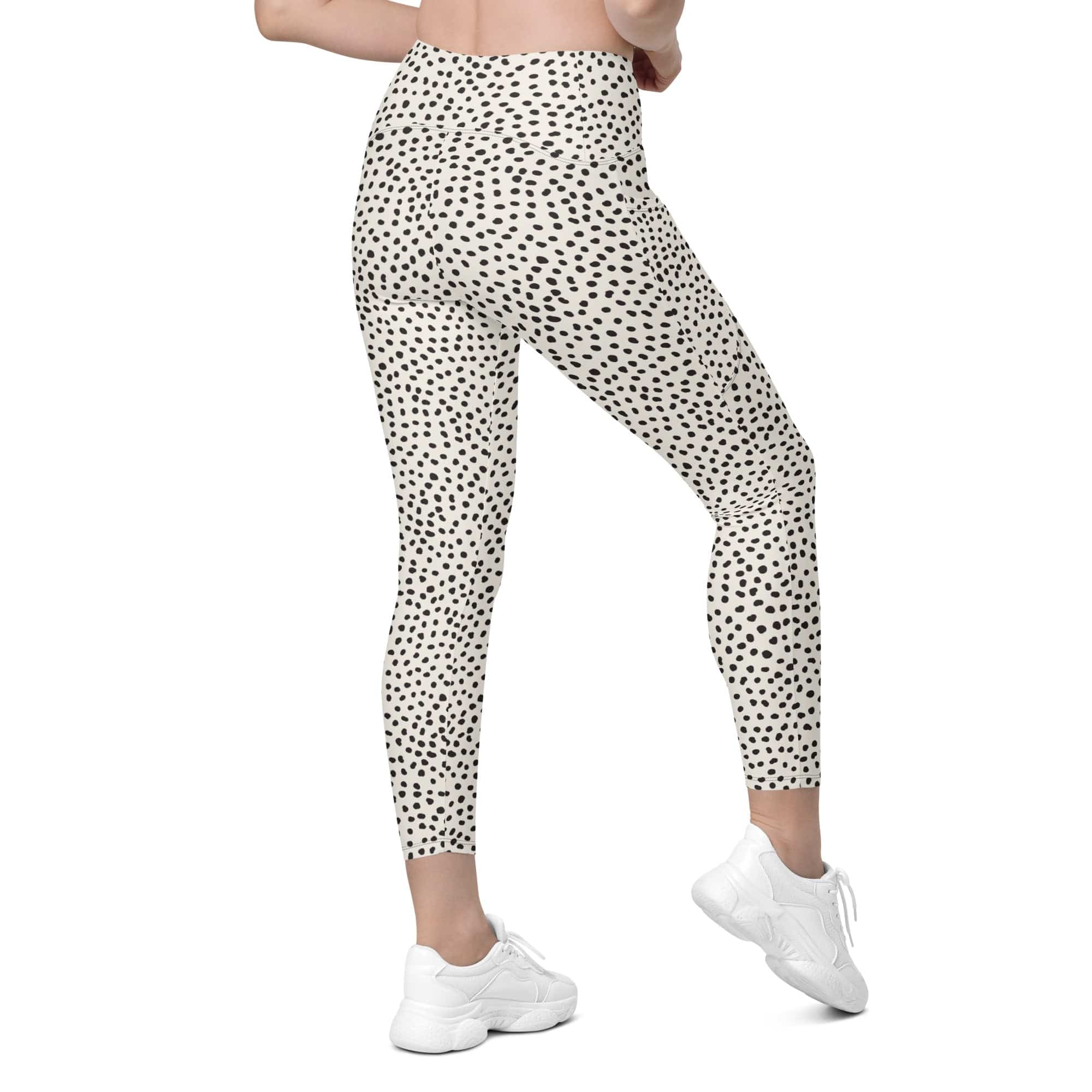 Beige Polka Dot Leggings With Pockets
