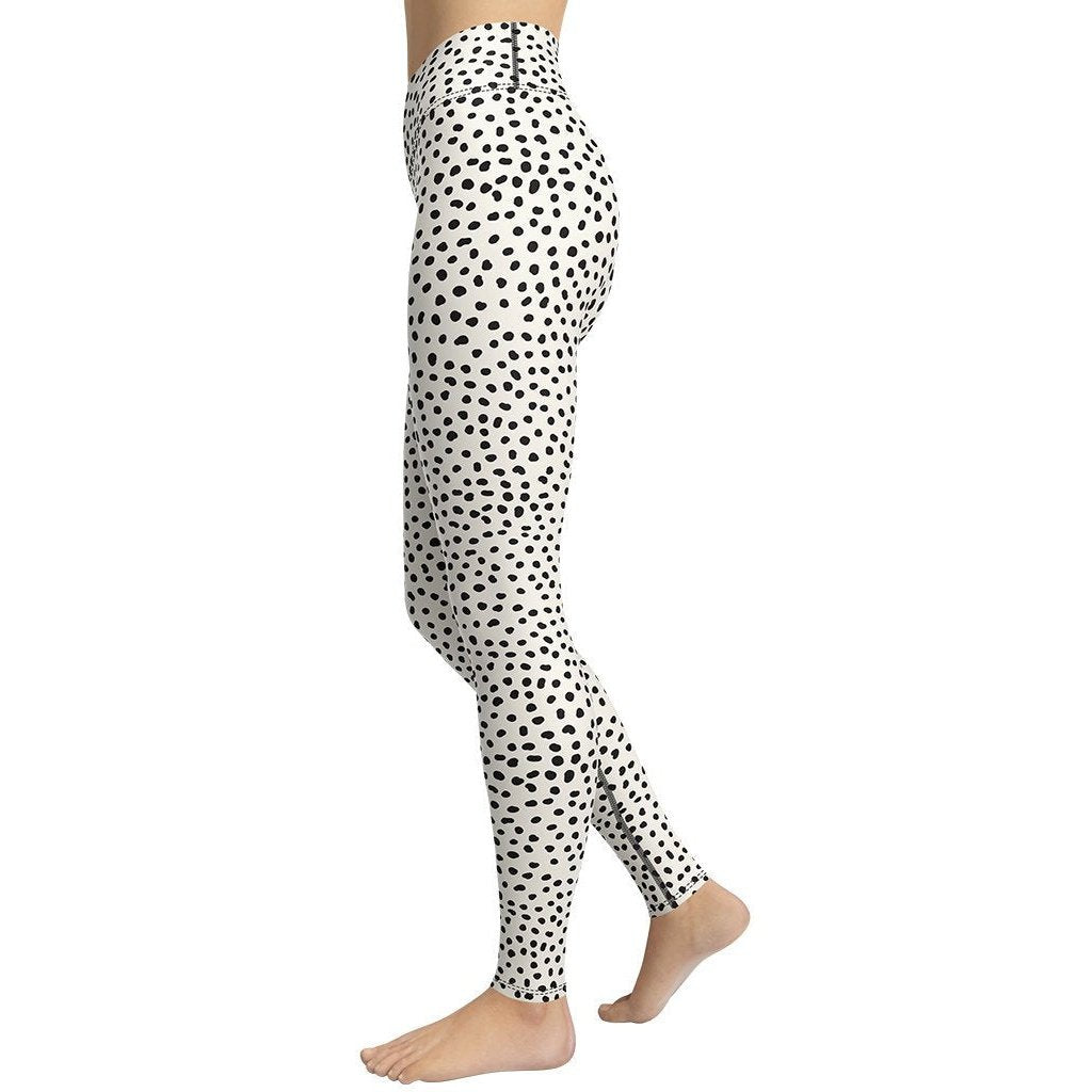 Beige Polka Dot Pattern Yoga Leggings