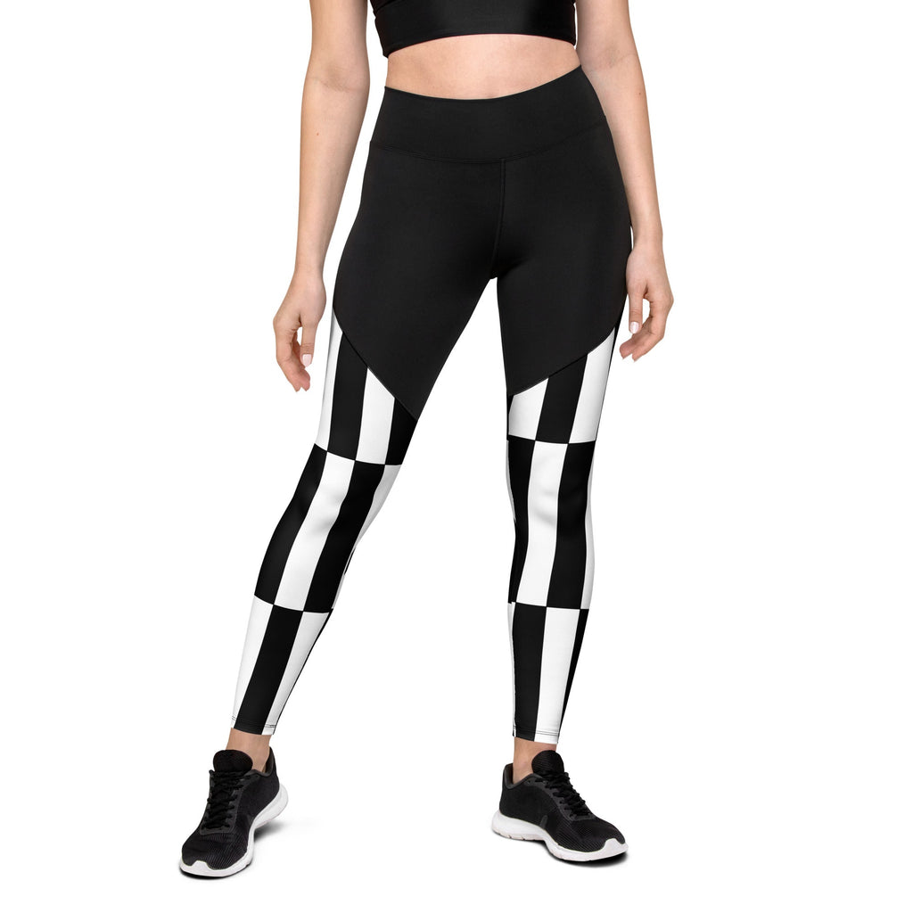 Black and White Optical Illusion Compression Leggings  High intensity  workout, Compression leggings, Compression fabric