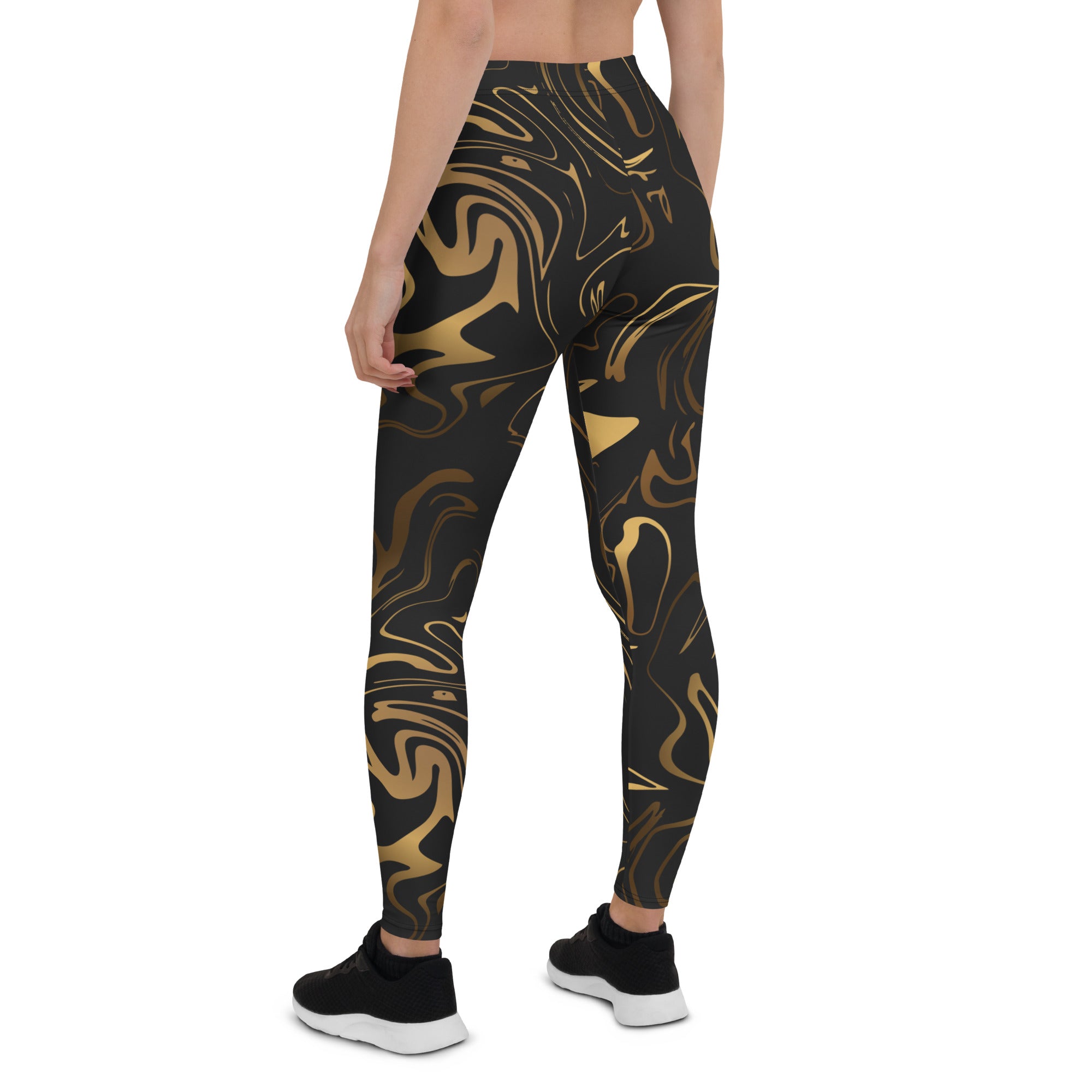 Nike Womens All Over Print Shine Glam Leggings CJ4061-010 Black & Gold-Sz  XS | eBay