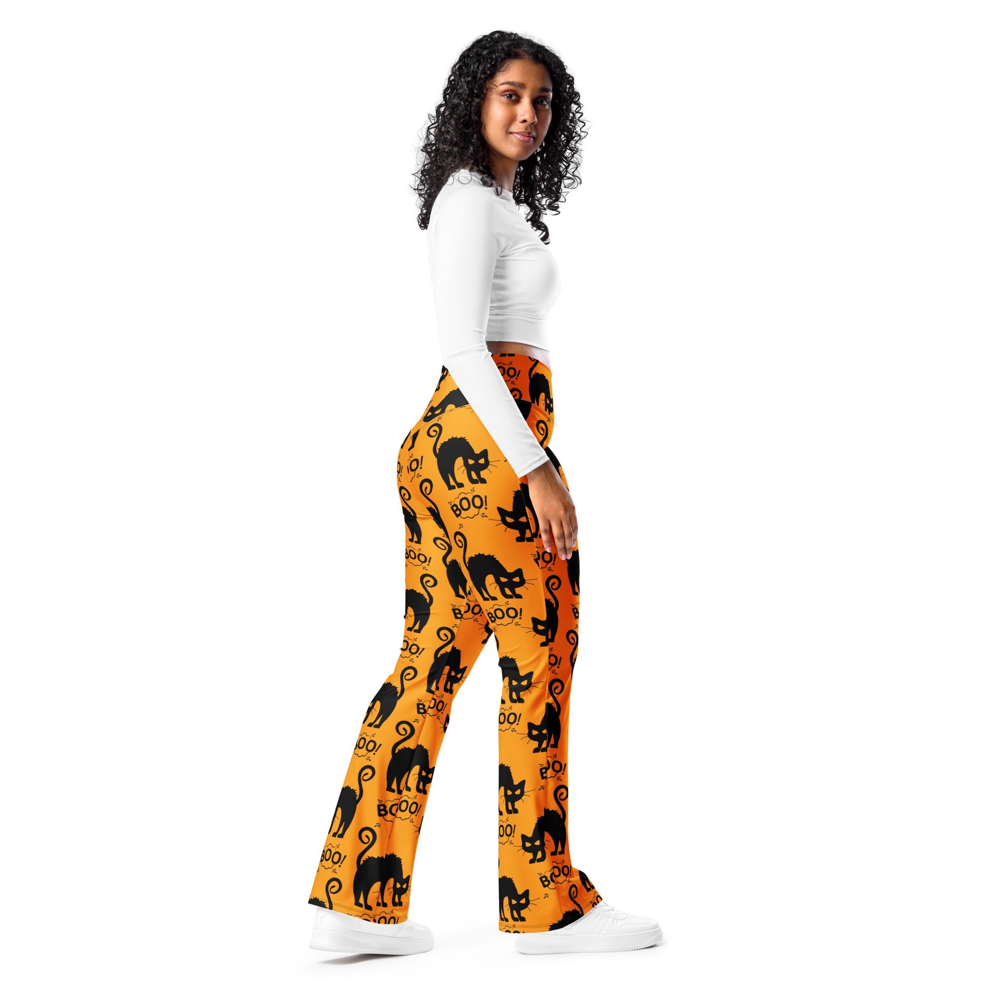 Black Kitty Halloween Flare Leggings