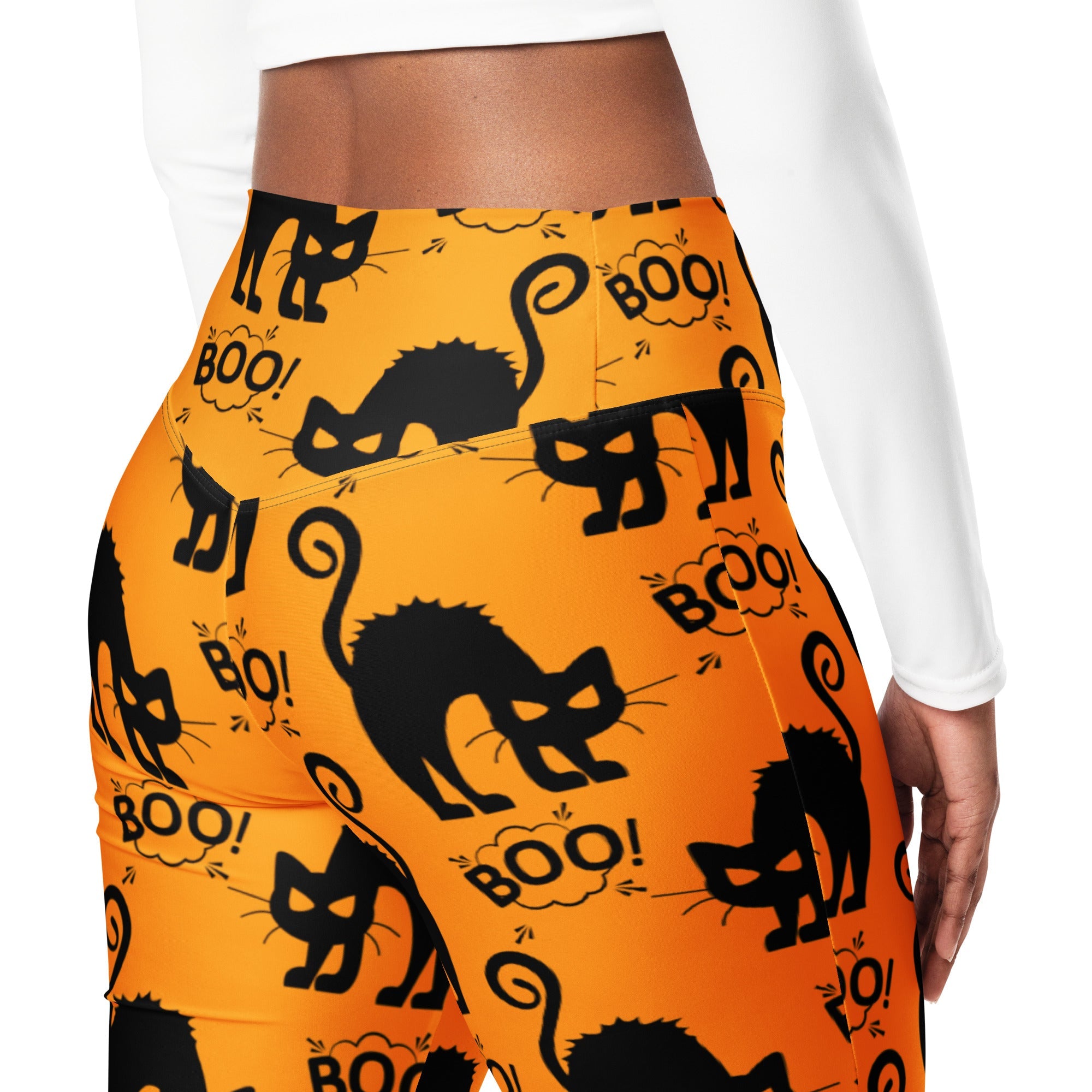 Black Kitty Halloween Flare Leggings