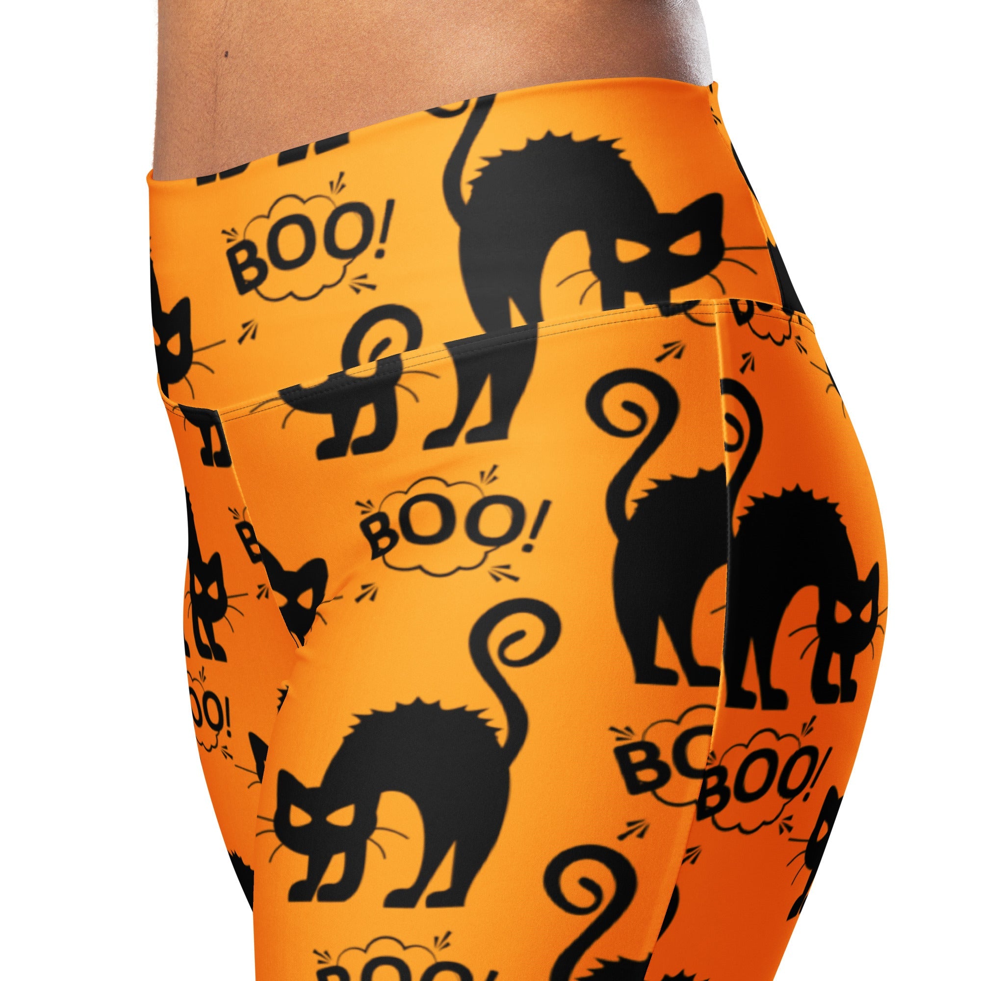 Black Kitty Halloween Flare Leggings