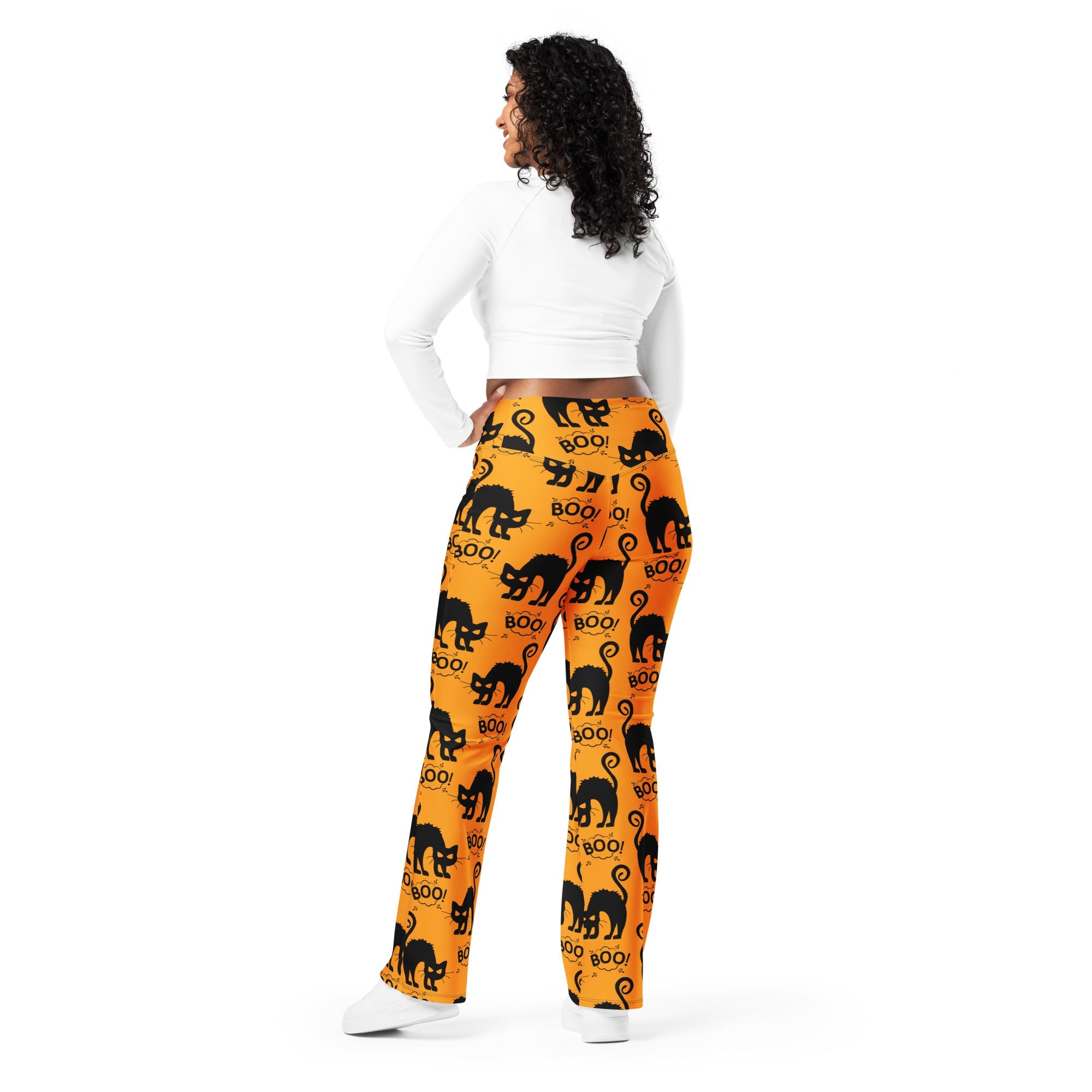Black Kitty Halloween Flare Leggings