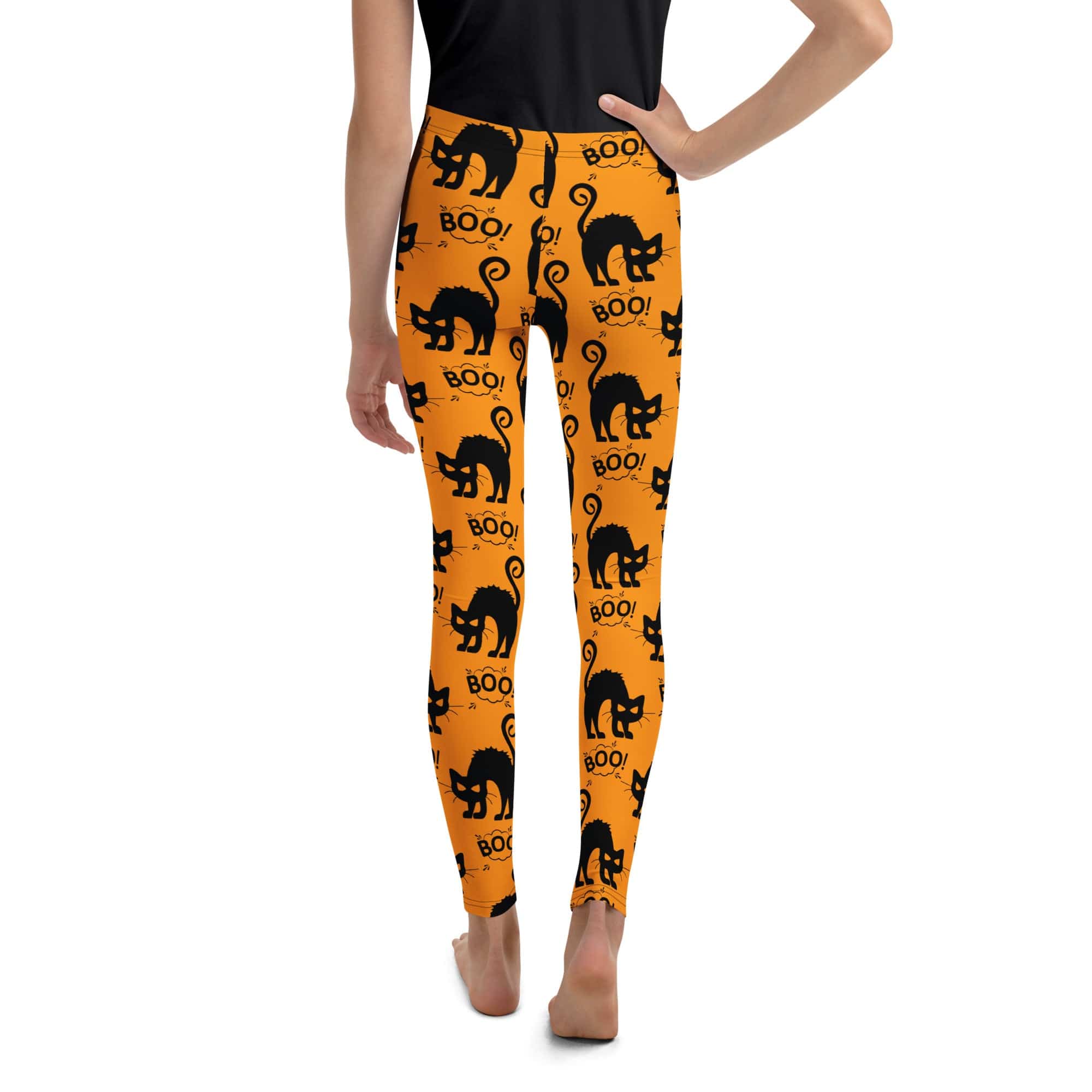 Black Kitty Halloween Youth Leggings