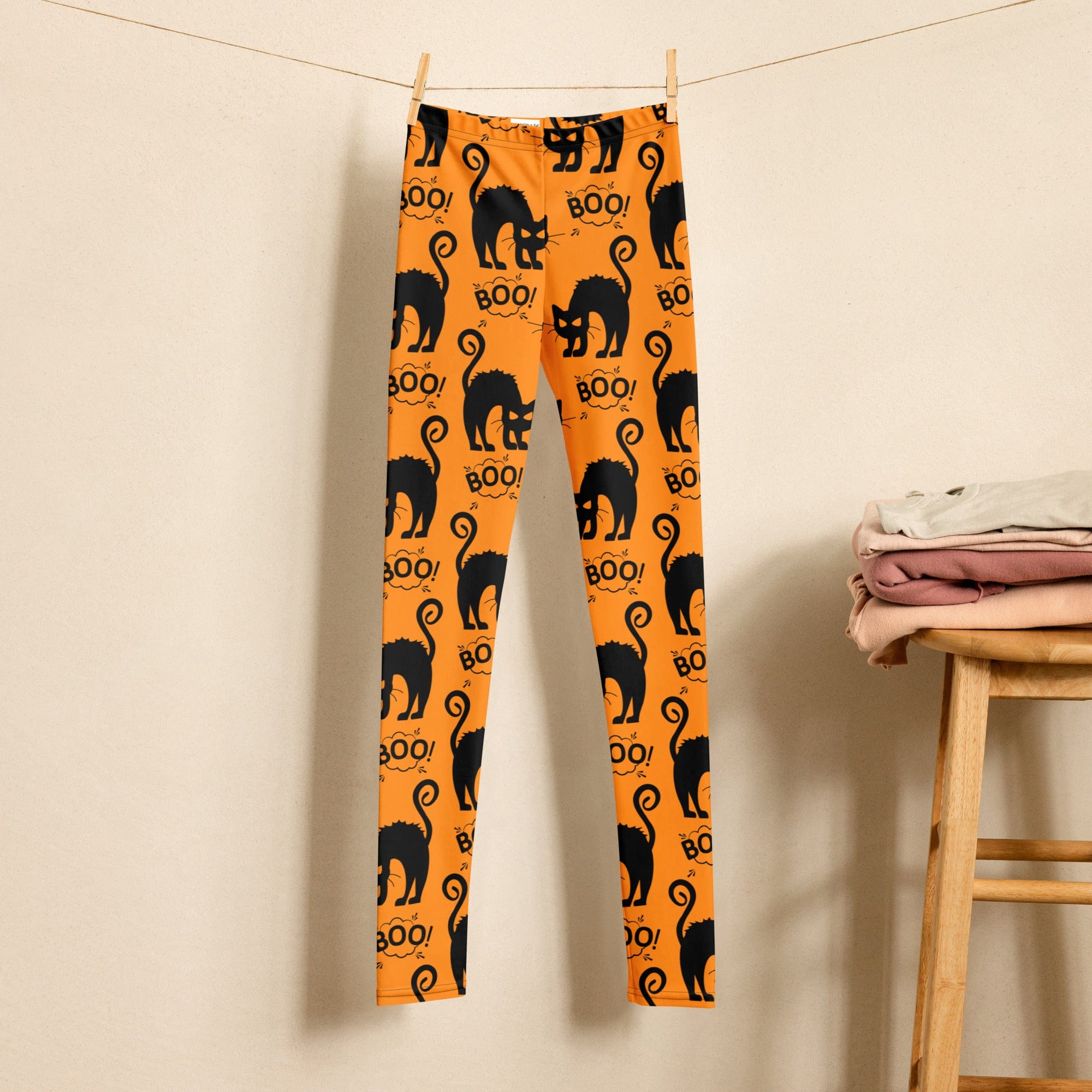 Black Kitty Halloween Youth Leggings