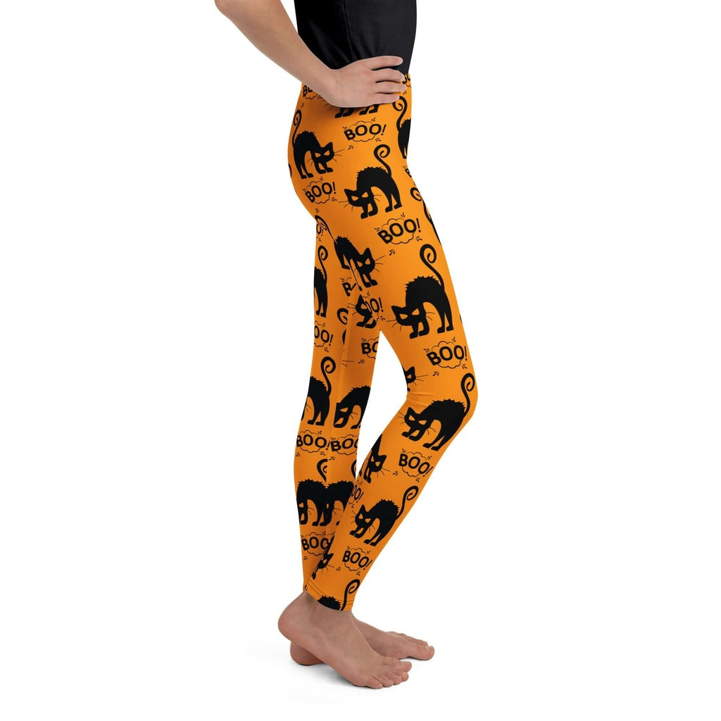 Black Kitty Halloween Youth Leggings