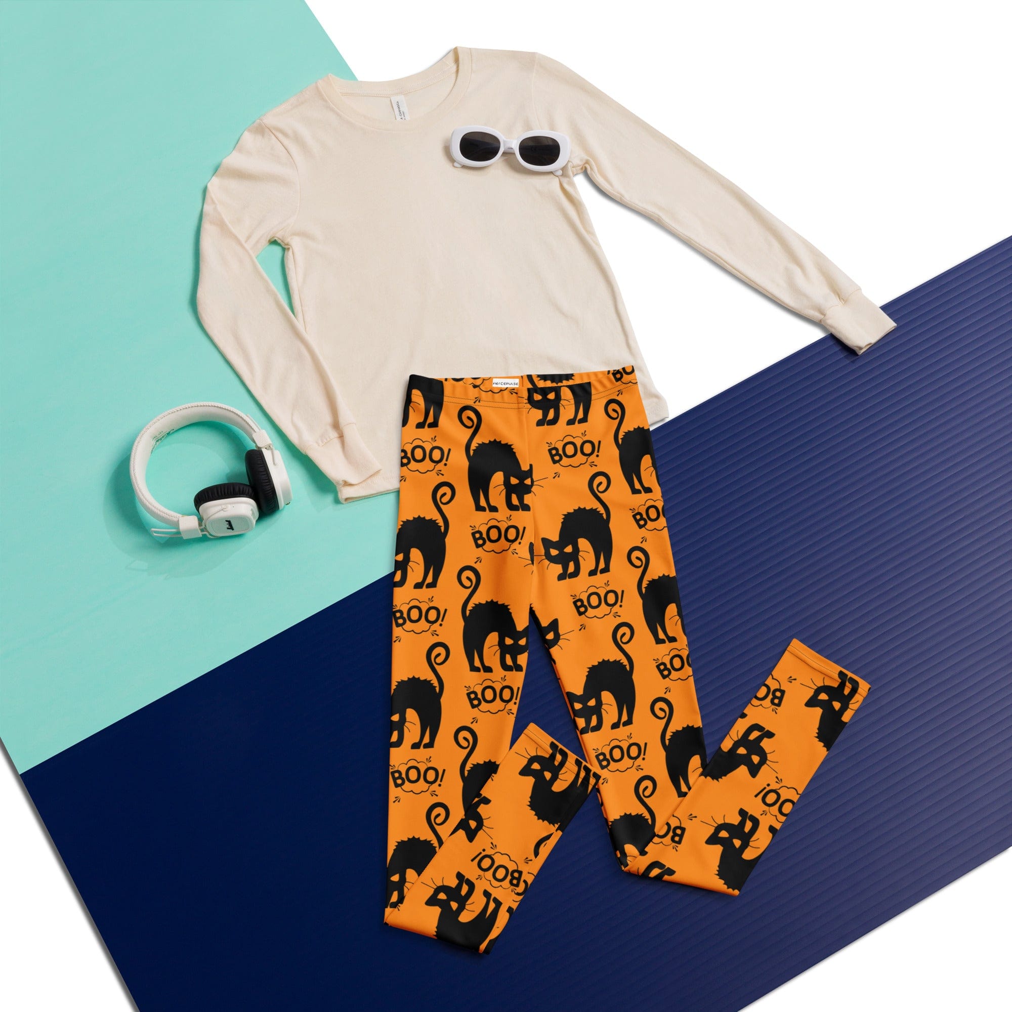 Black Kitty Halloween Youth Leggings
