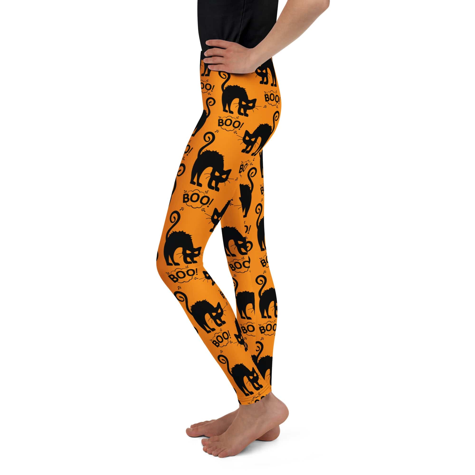 Black Kitty Halloween Youth Leggings