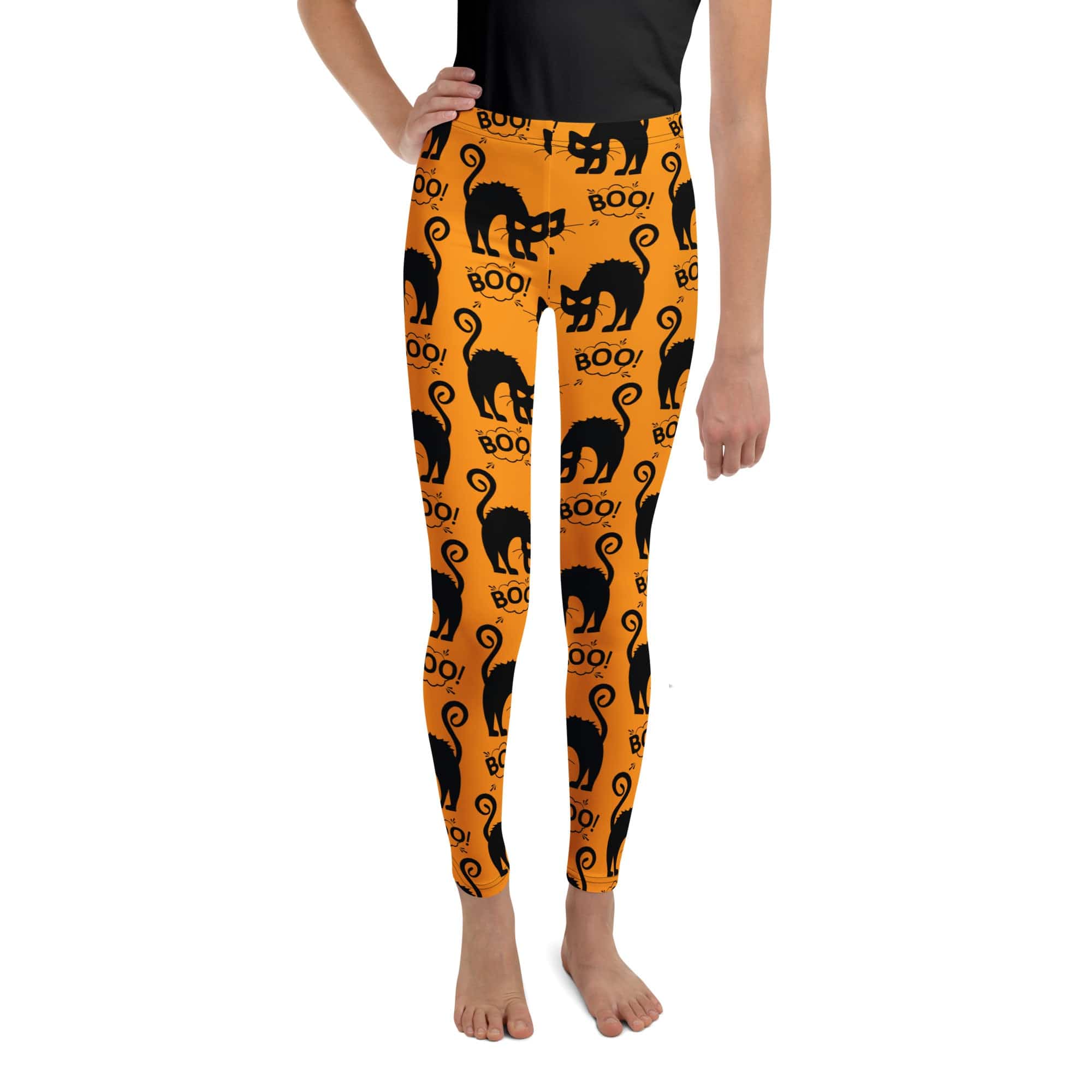 Black Kitty Halloween Youth Leggings