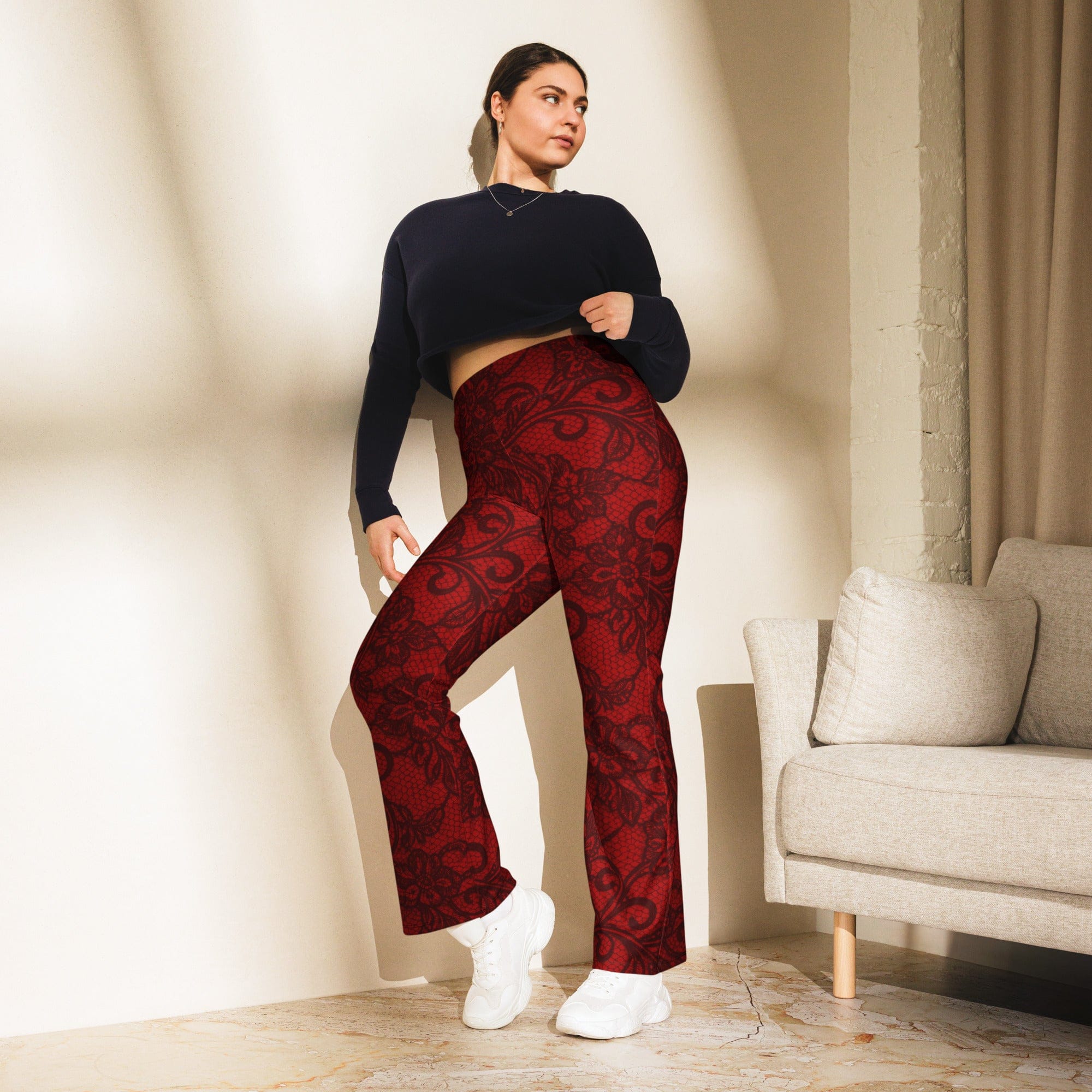 Black Lace Affair Flare Leggings