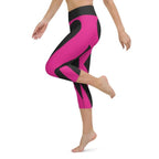 Black & Pink Heart Shaped Yoga Capris