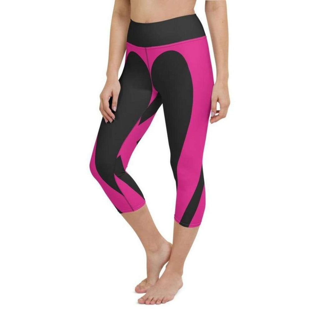 Black & Pink Heart Shaped Yoga Capris