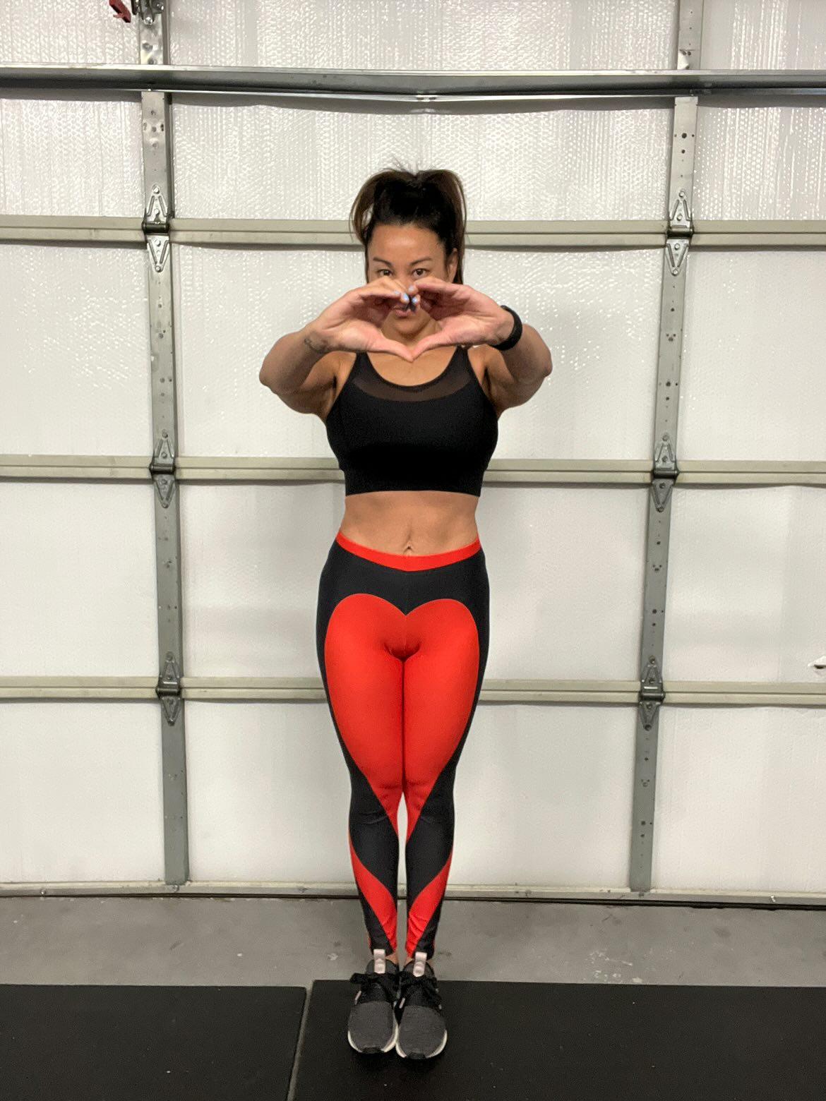 Black & Red Heart Shaped Leggings