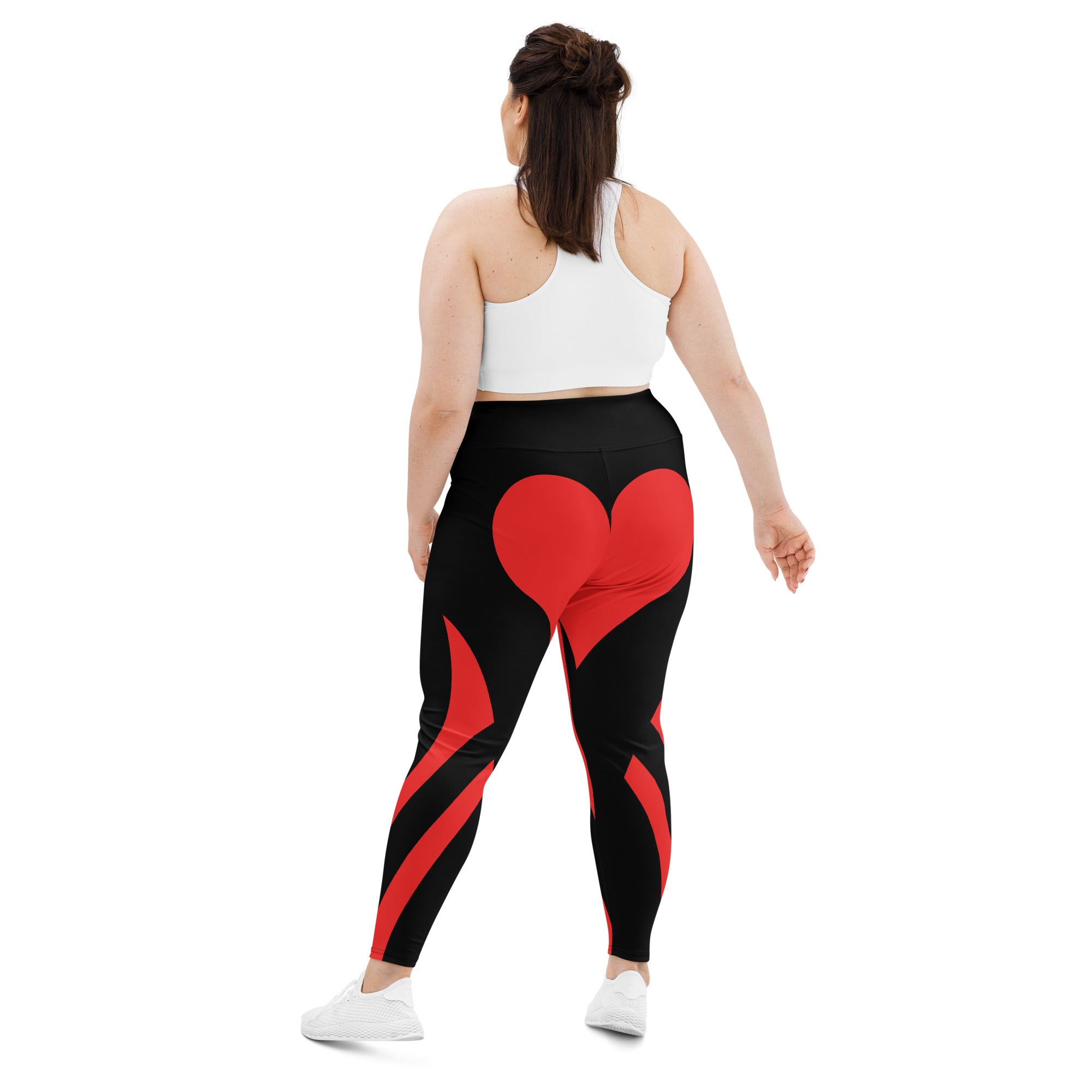 Black & Red Heart Shaped Plus Size Leggings