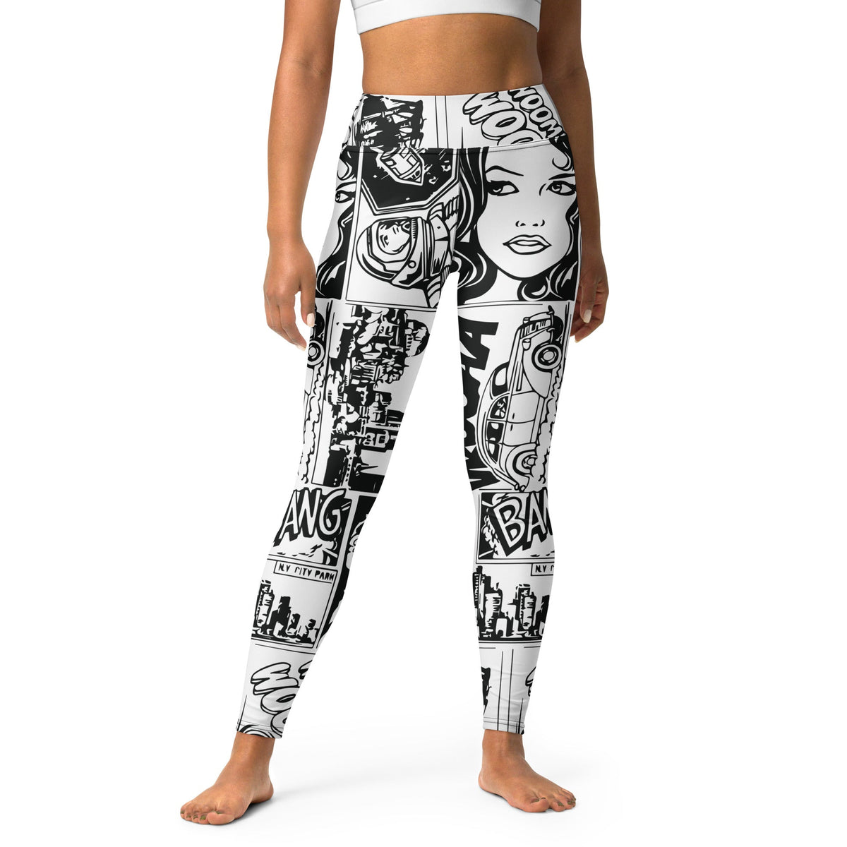 Newspaper Pattern Black And White Leggings Yoga Pants Calligraphy Design newest