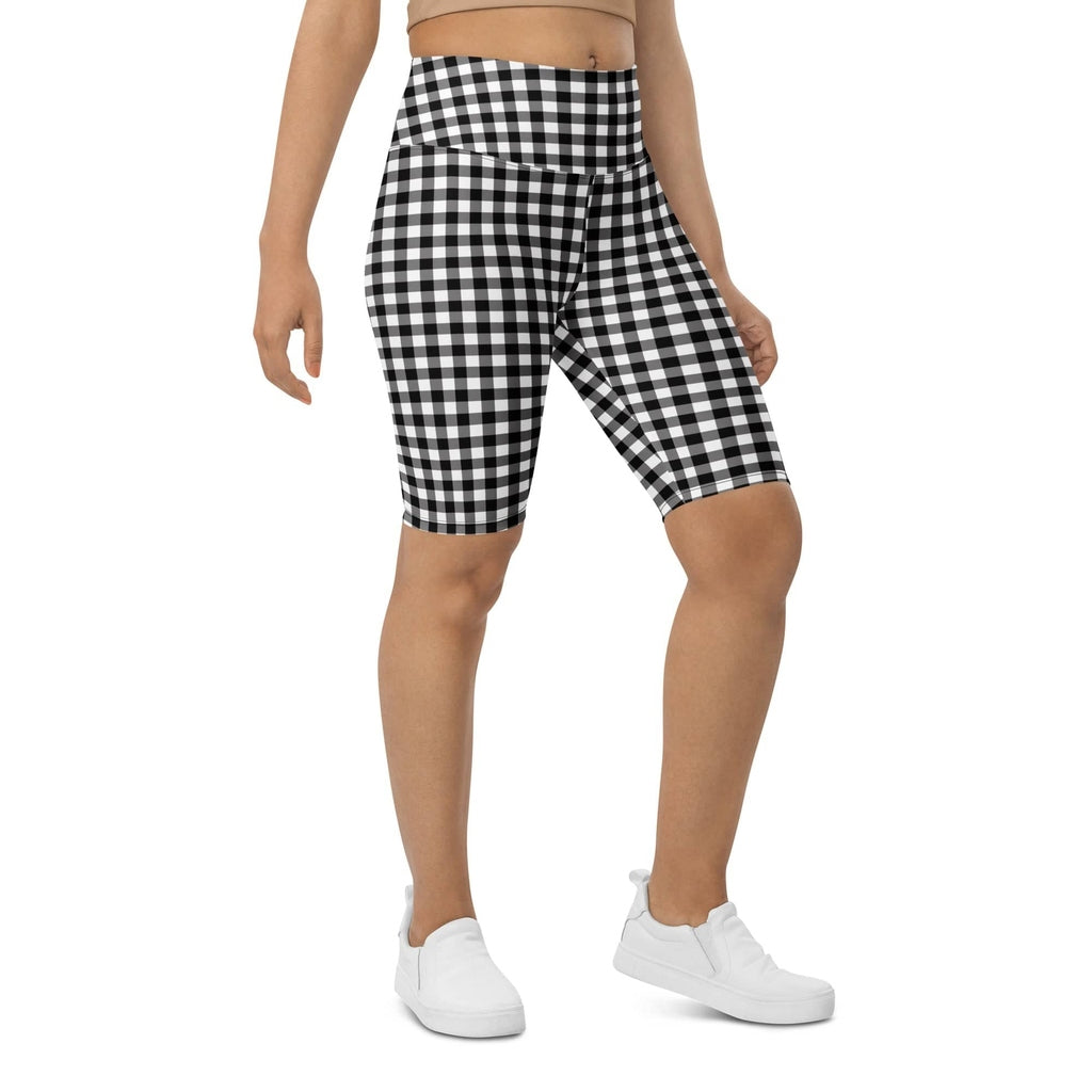 Black & White Gingham Biker Shorts