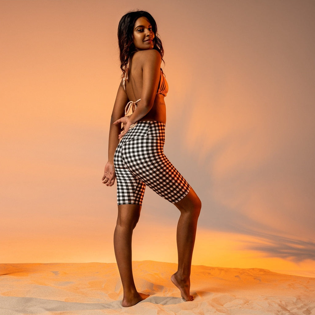 Black & White Gingham Biker Shorts