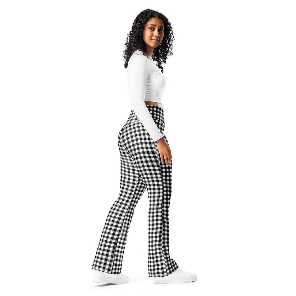 Black & White Gingham Flare Leggings