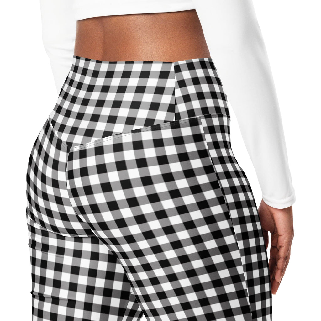Black & White Gingham Flare Leggings