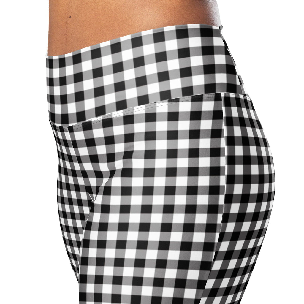 Black & White Gingham Flare Leggings