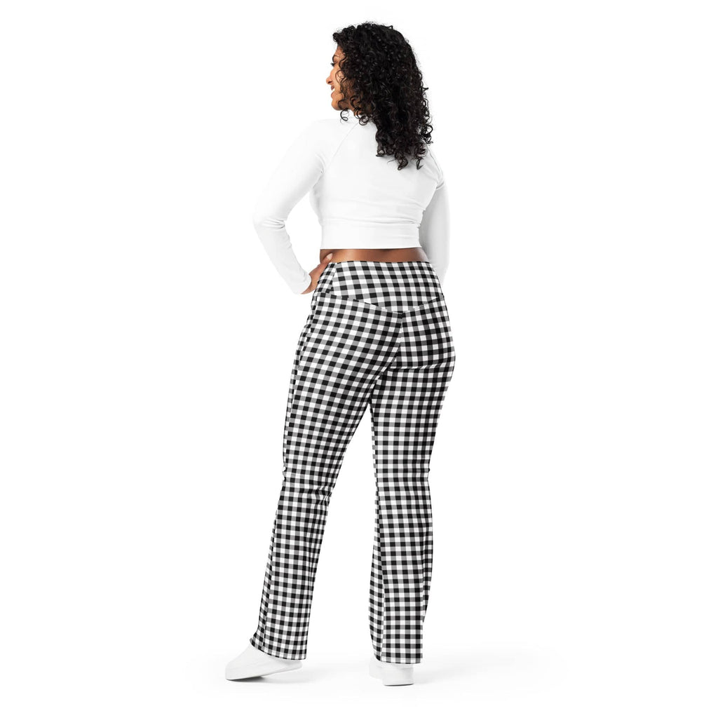 Black & White Gingham Flare Leggings