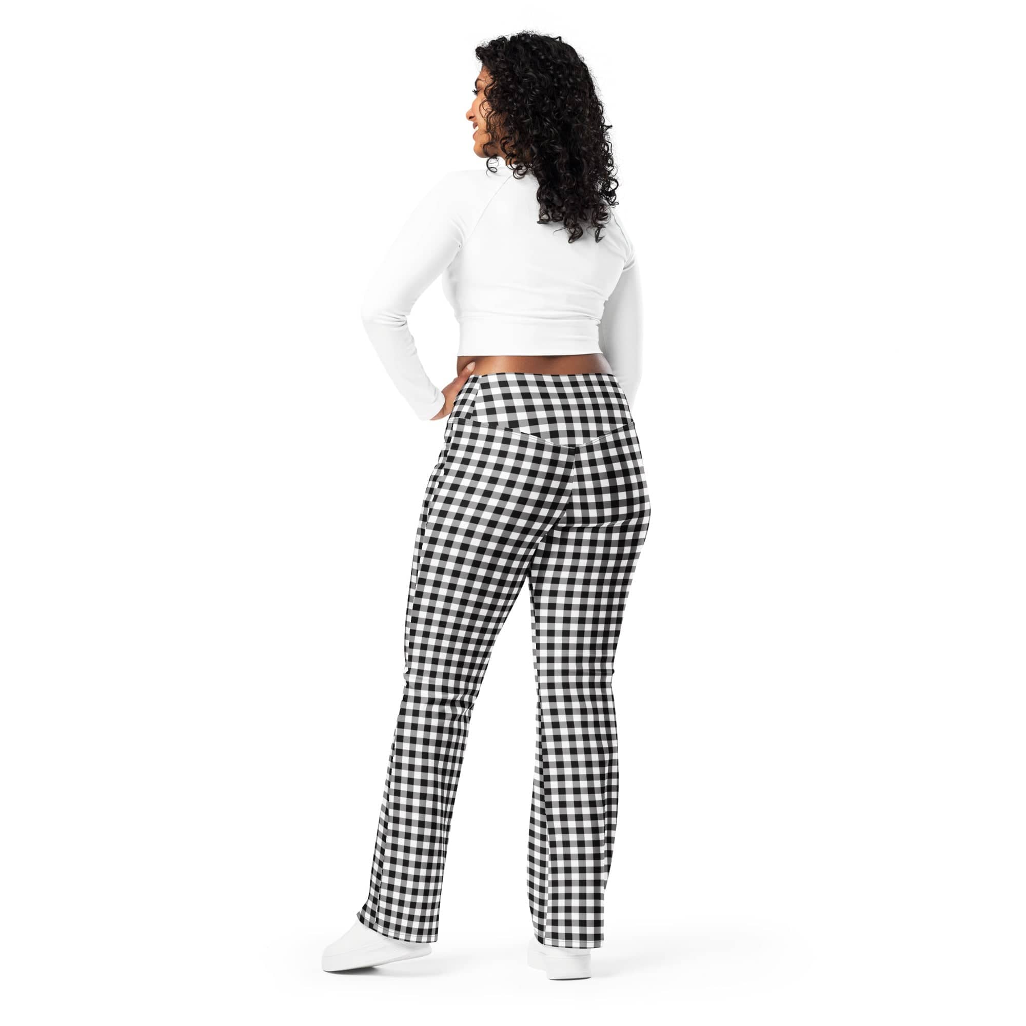 Black & White Gingham Flare Leggings