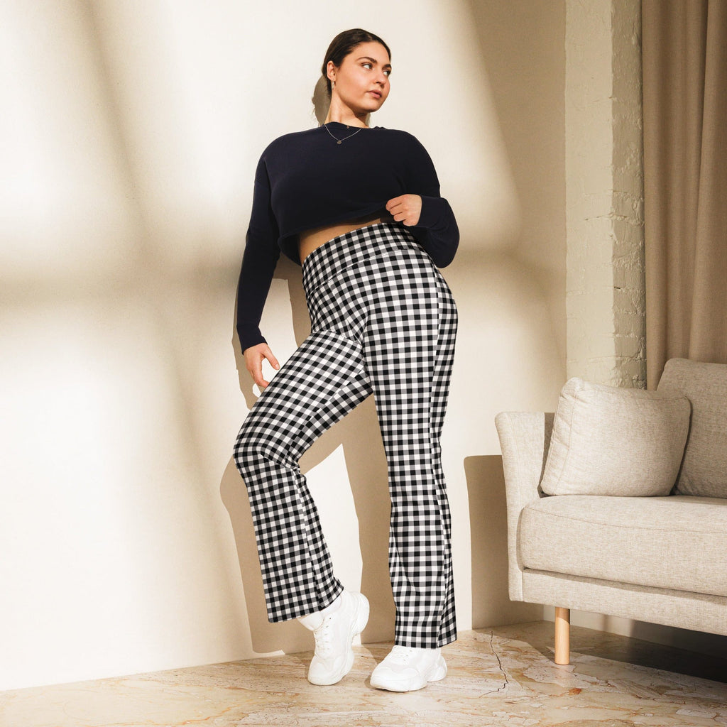 Black & White Gingham Flare Leggings