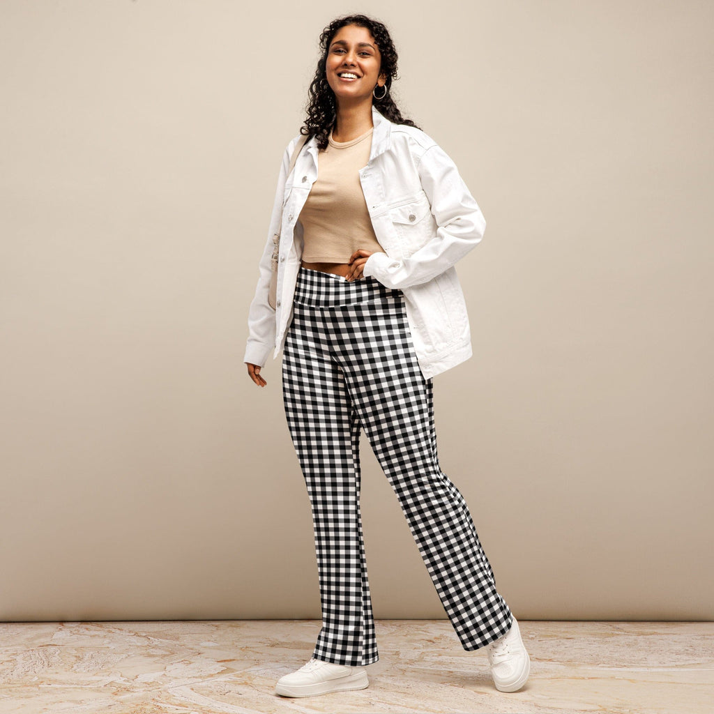 Black & White Gingham Flare Leggings