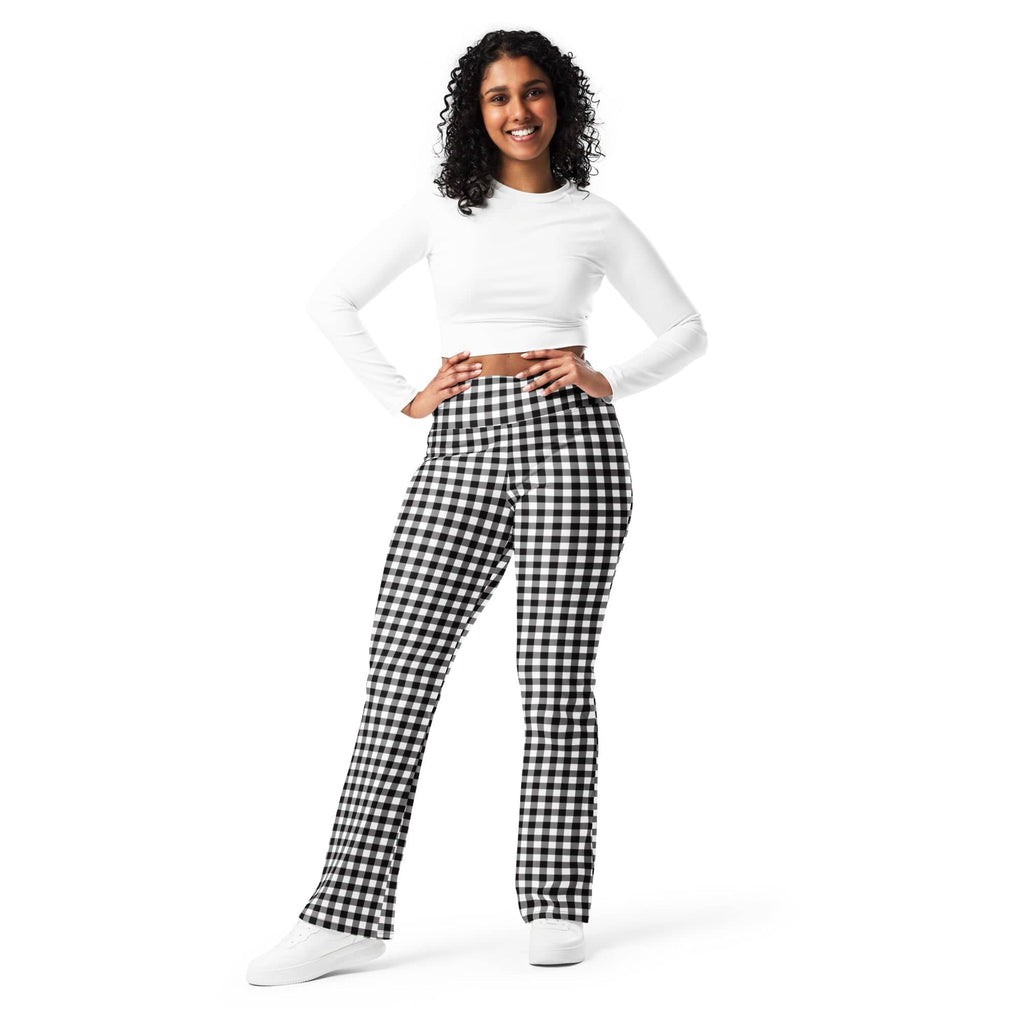 Black & White Gingham Flare Leggings