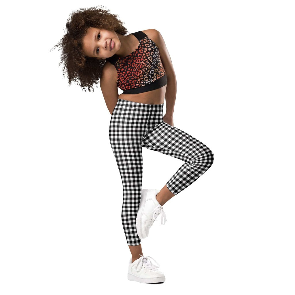 Black & White Gingham Kid's Leggings