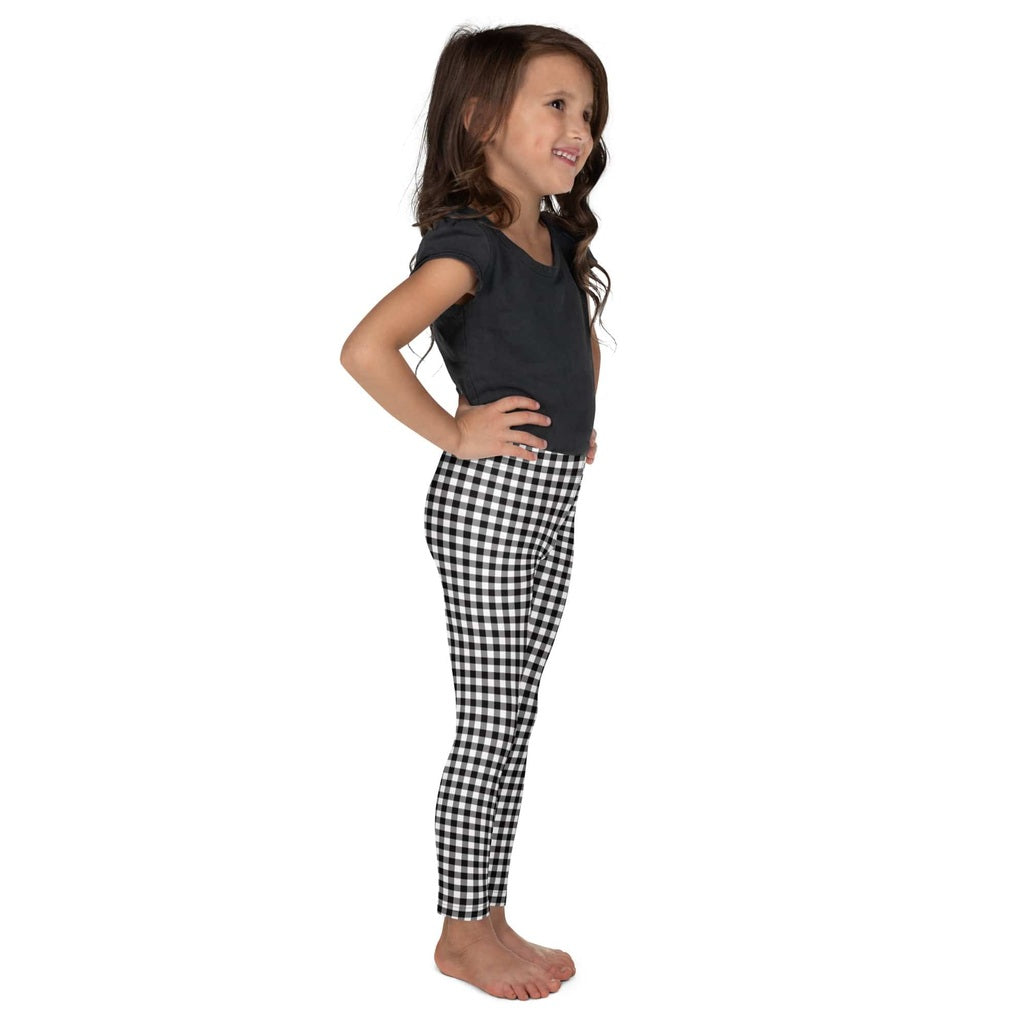 Black & White Gingham Kid's Leggings